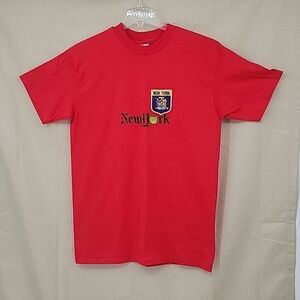 Hanes Beefy-T Tag Single Stitch Red Tee T-shirt New York NYC size large